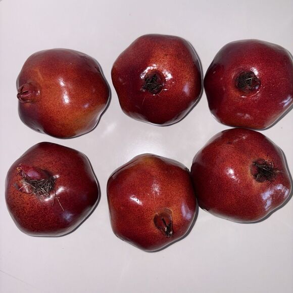 Pomegranate Faux Fruit Bowl Filler Set of 6 Red Home Table Decor - Picture 4 of 9